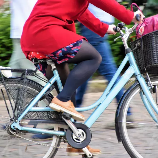 Woman riding her bike