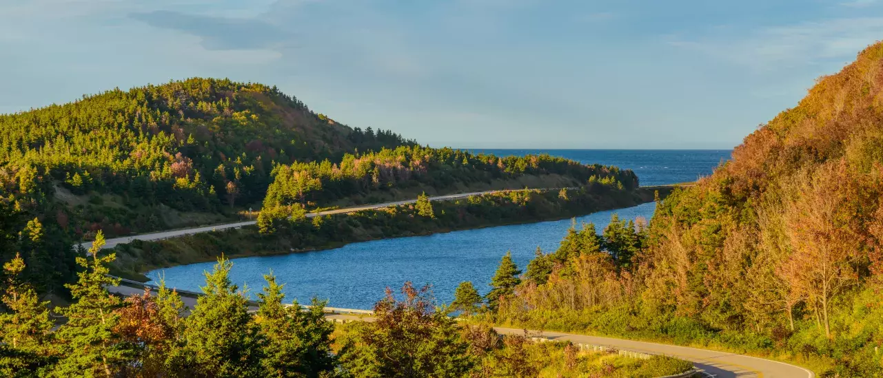 A windy road in Cape Breton, Nova Scotia.