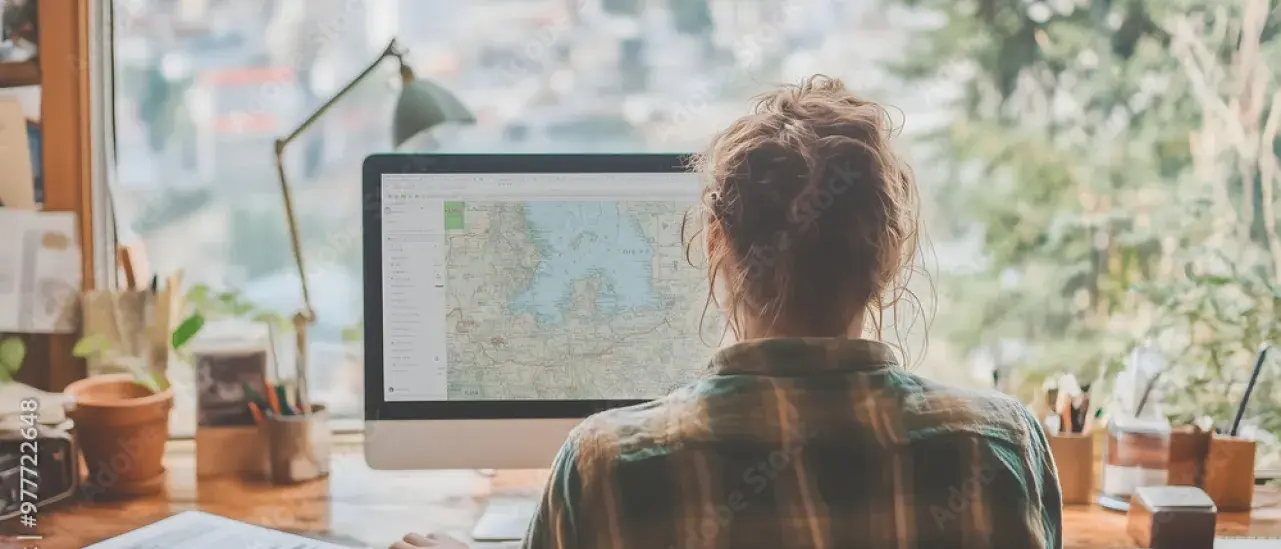 Woman planning a trip on her computer at home