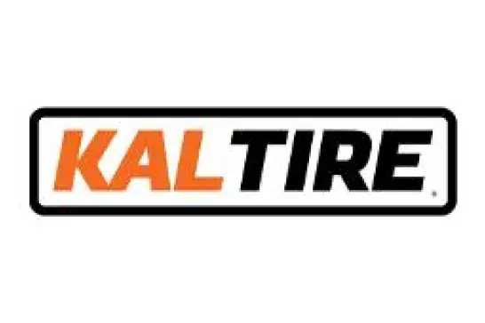 Kal Tire logo. Kal is in orange and Tire is in black.