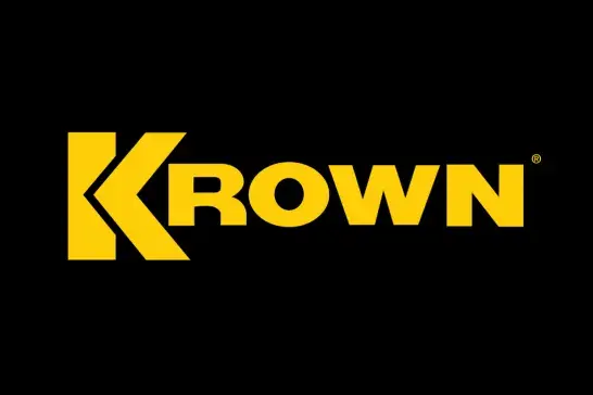 Krown in yellow with a black background