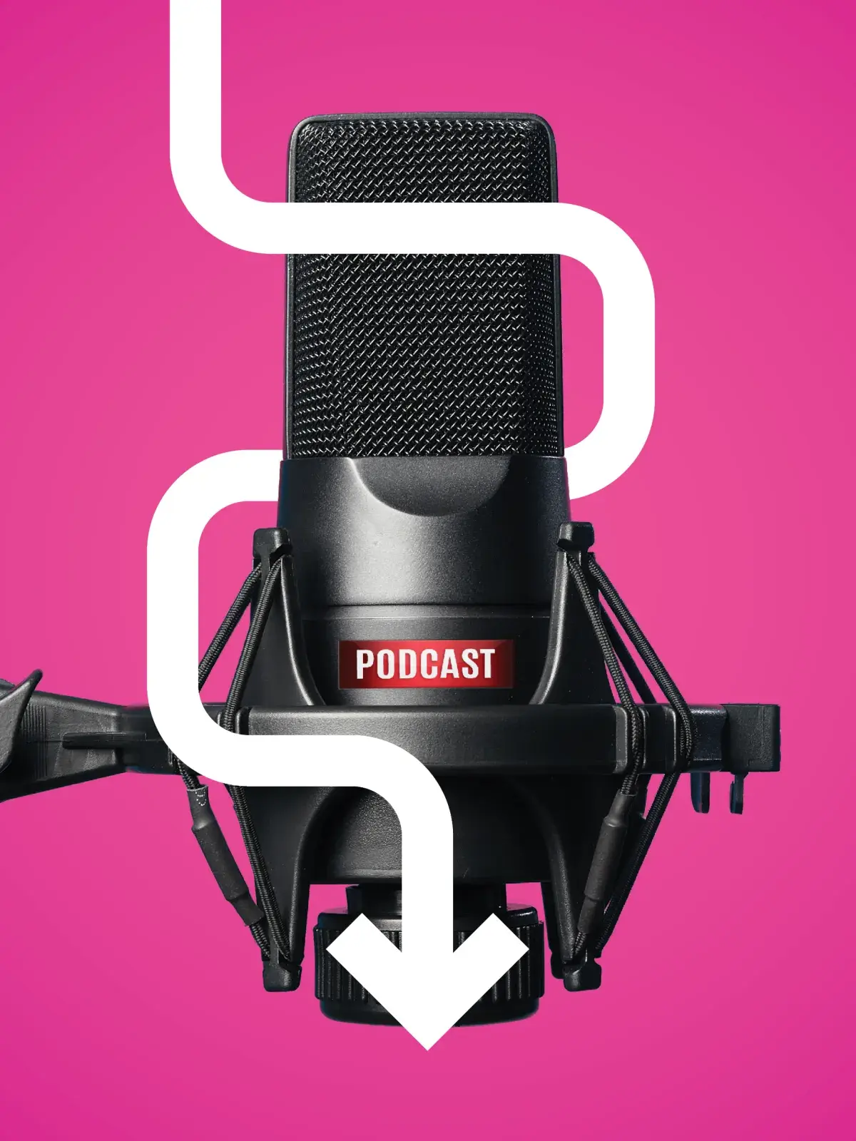 Podcast microphone on a pink background