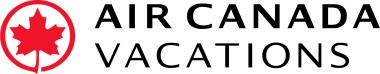 Air Canada Vacations logo featuring a red maple leaf in a circle and black uppercase text.