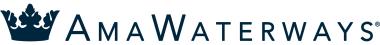 AmaWaterways logo. The logo has a navy blue crown in front of AmaWaterways.