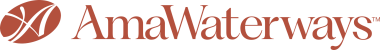 Logo for AmaWaterways featuring a stylized ‘A’ symbol inside a circular emblem on the left, followed by the company name ‘AmaWaterways’ in an elegant serif font.