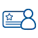 A blue icon featuring a silhouette of a person and a rectangular card with a star on it. The card appears beside the silhouette, implying an identification badge or profile.