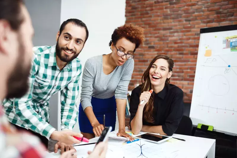 A team working together in an office