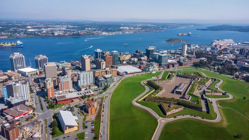 Aerial view of the city of Halifax and Citadel Historic Site, Nova Scotia, Canada.